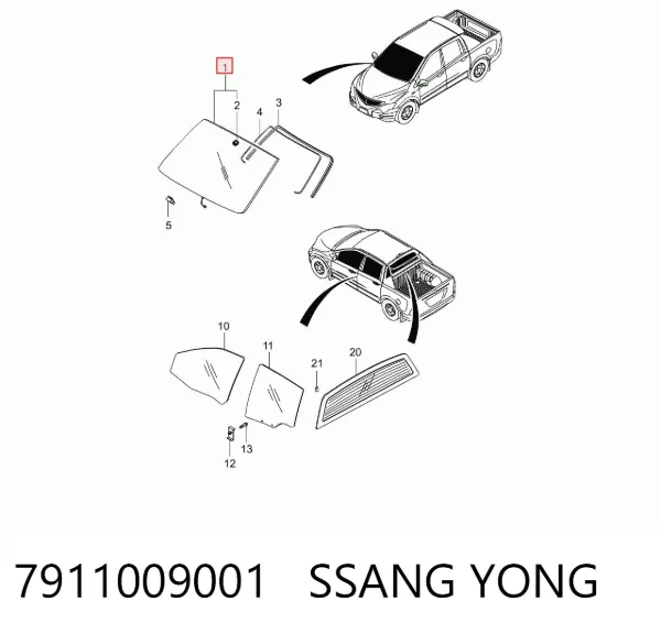 Szyba przednia 7911009001 Ssang Yong