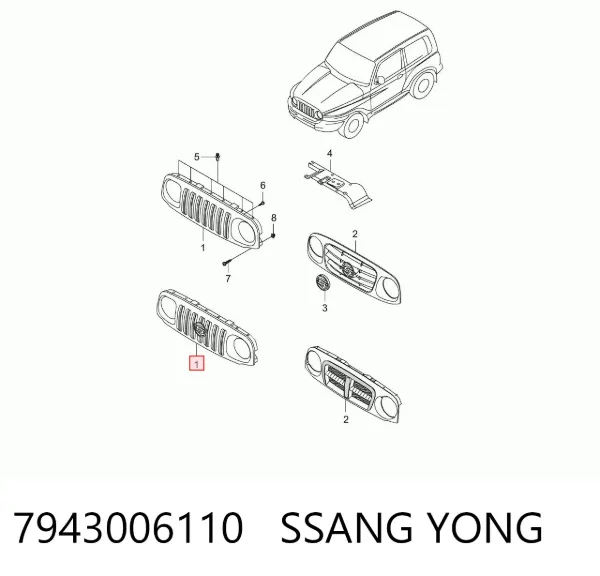 Atrapa chłodnicy SsangYong Korando 
