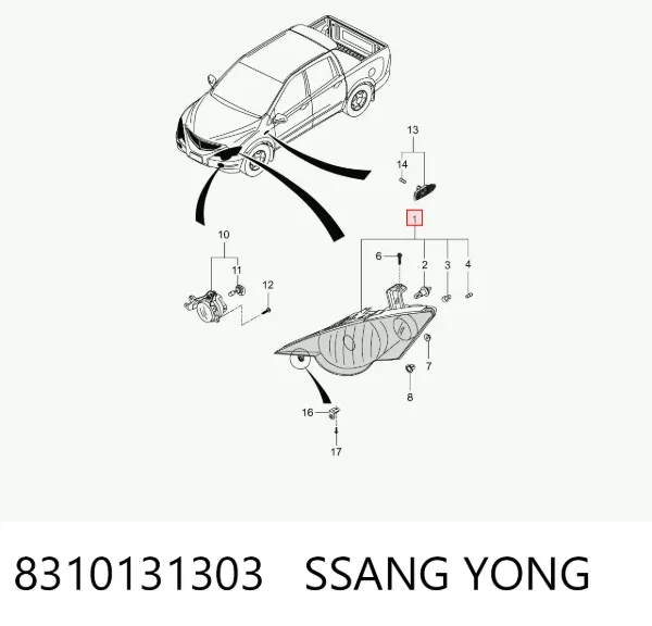 Reflektor lewy 8310131303 Ssang Yong
