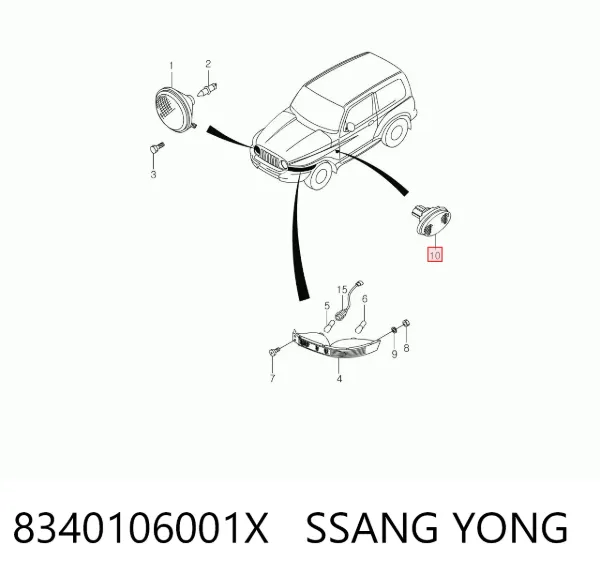 Powtarzacz kierunkowskazu na błotniku SsangYong Korando 