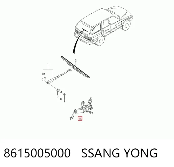 Silniczek wycieraczki tylnej szyby SsangYong Musso FJ