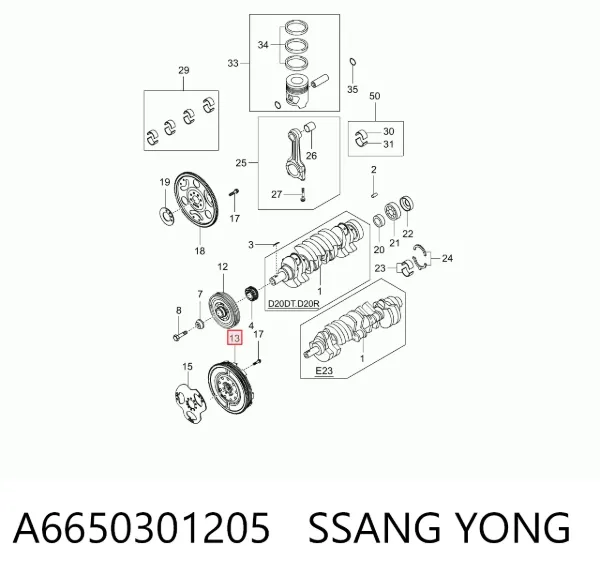 Koło zamachowe silnika A6650301205 Ssang Yong