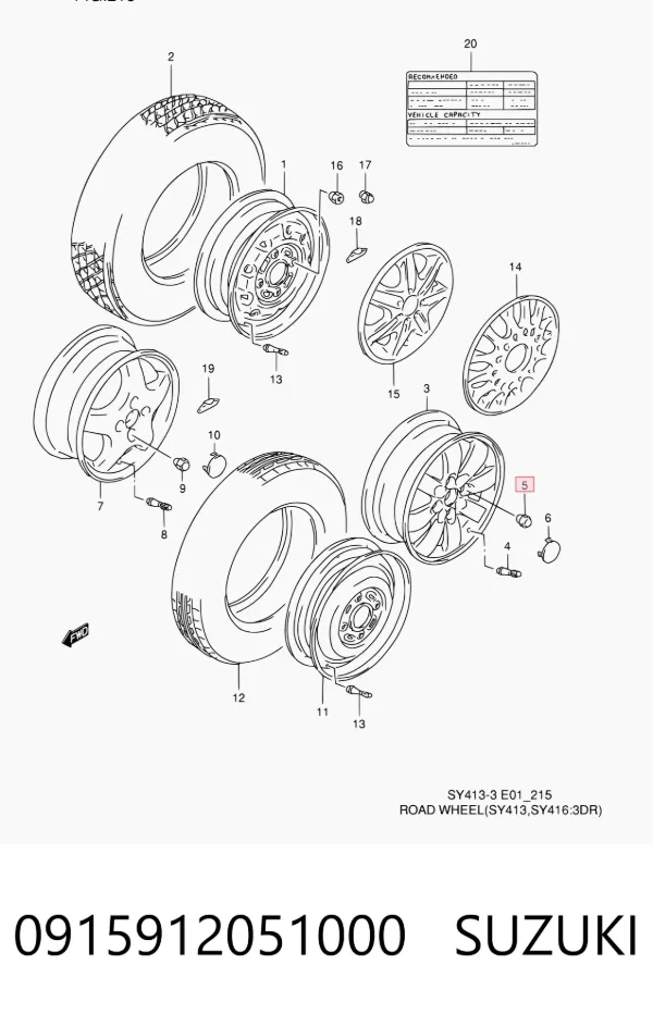 Nakrętka koła 0915912051000 Suzuki
