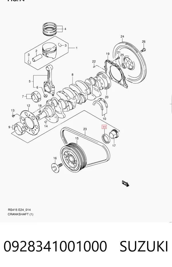 Uszczelniacz wału korbowego przedni 0928341001000 Suzuki