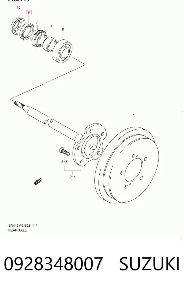Uszczelniacz piasty tylnej 0928348007 Suzuki