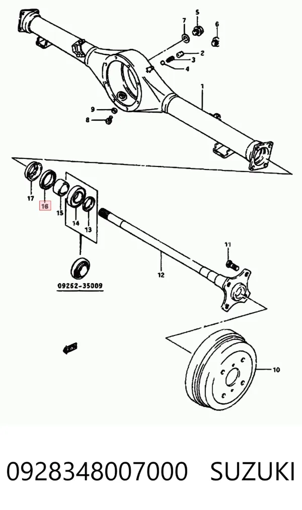 Uszczelniacz piasty tylnej 0928348007000 Suzuki