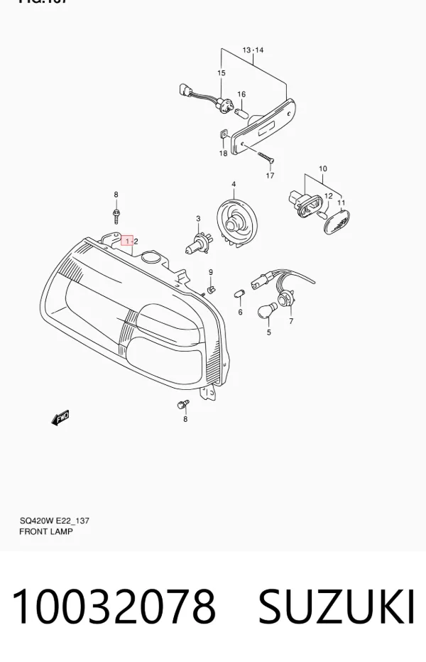 Reflektor prawy Suzuki Grand Vitara FT, HT
