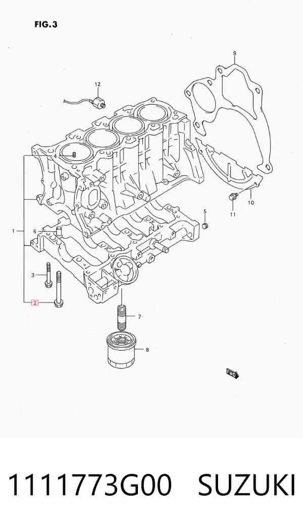 Śruba głowicy cylindrów 1111773G00 Suzuki