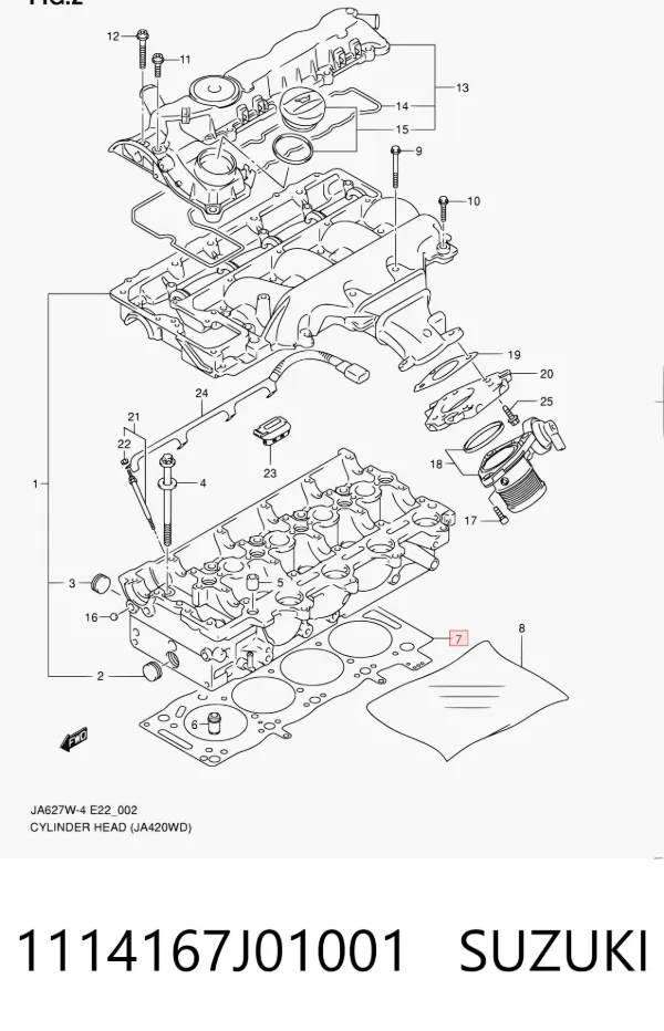 Uszczelka głowicy cylindrów 1114167J01001 Suzuki