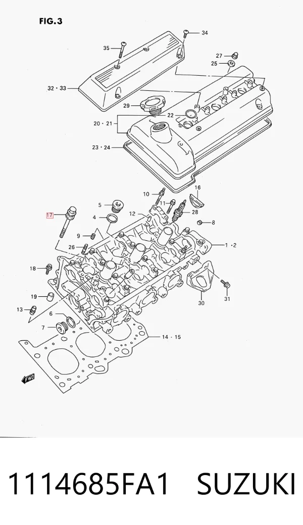 Śruba głowicy cylindrów 1114685FA1 Suzuki