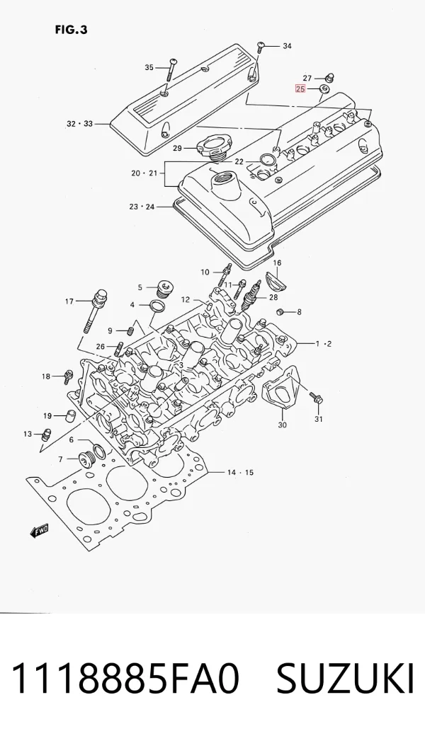 Podkładka śruby głowicy cylindrów 1118885FA0 Suzuki