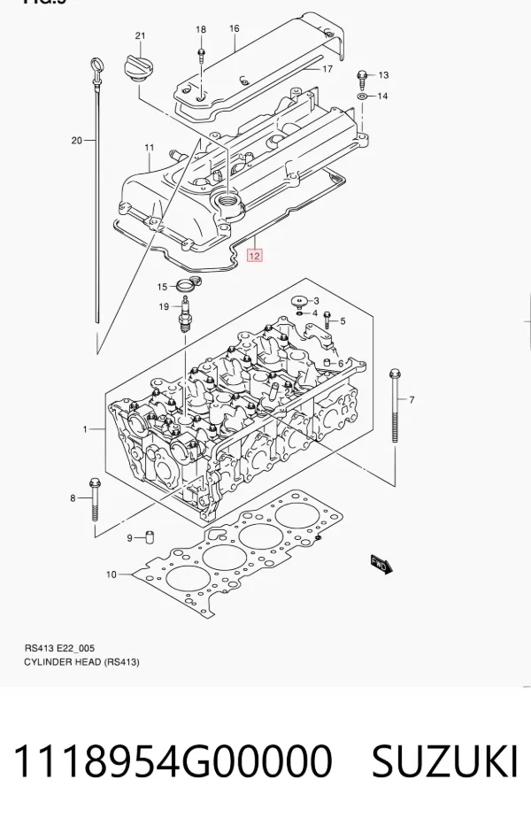 Uszczelka pokrywy zaworowej silnika 1118954G00000 Suzuki