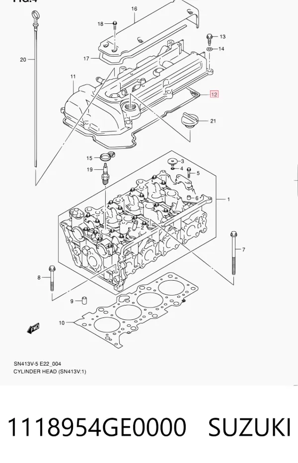 Uszczelka pokrywy zaworowej silnika 1118954GE0000 Suzuki