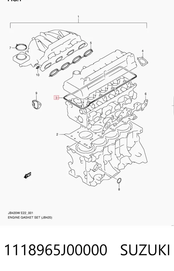 Uszczelka pokrywy zaworowej silnika 1118965J00000 Suzuki