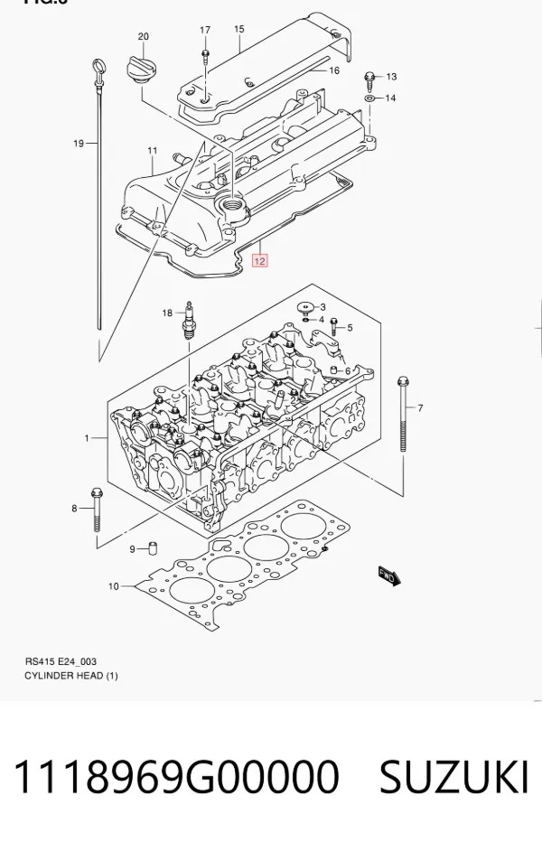 Uszczelka pokrywy zaworowej silnika 1118969G00000 Suzuki
