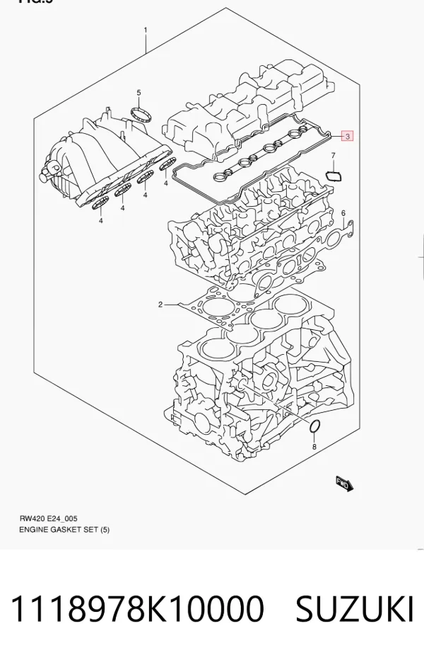 Uszczelka pokrywy zaworowej silnika 1118978K10000 Suzuki