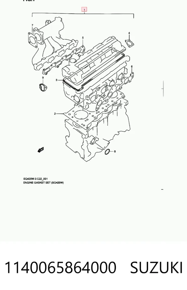 Zestaw uszczelek silnika górny 1140065864000 Suzuki