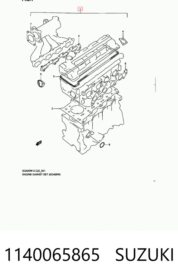 Zestaw uszczelek silnika górny 1140065865 Suzuki
