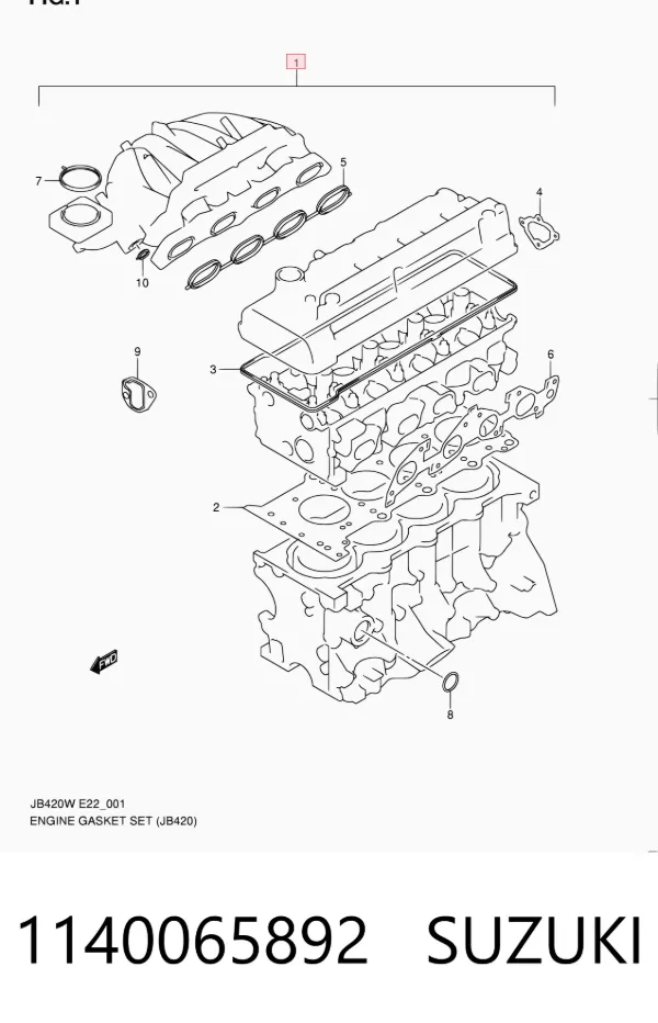 Zestaw uszczelek silnika górny 1140065892 Suzuki