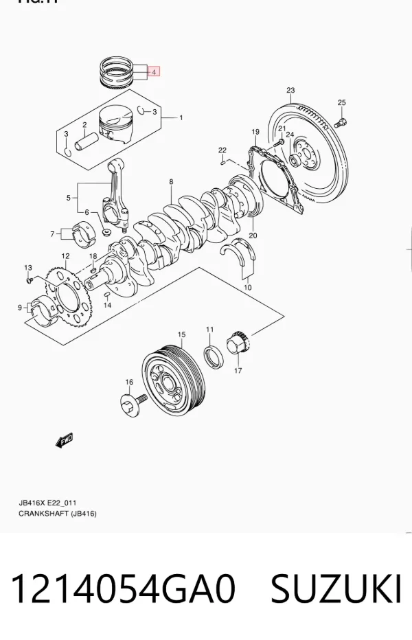 Pierścienie tłokowe na 1 cylinder, STD. 1214054GA0 Suzuki