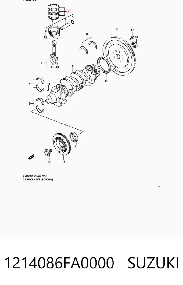 Pierścienie tłokowe na 1 cylinder, STD. 1214086FA0000 Suzuki