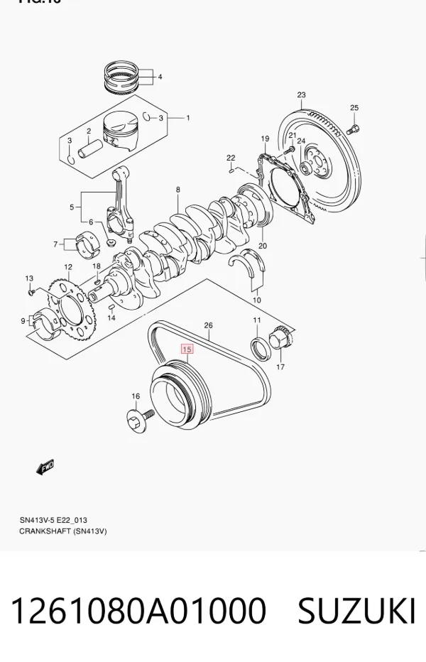Koło pasowe wału korbowego 1261080A01000 Suzuki