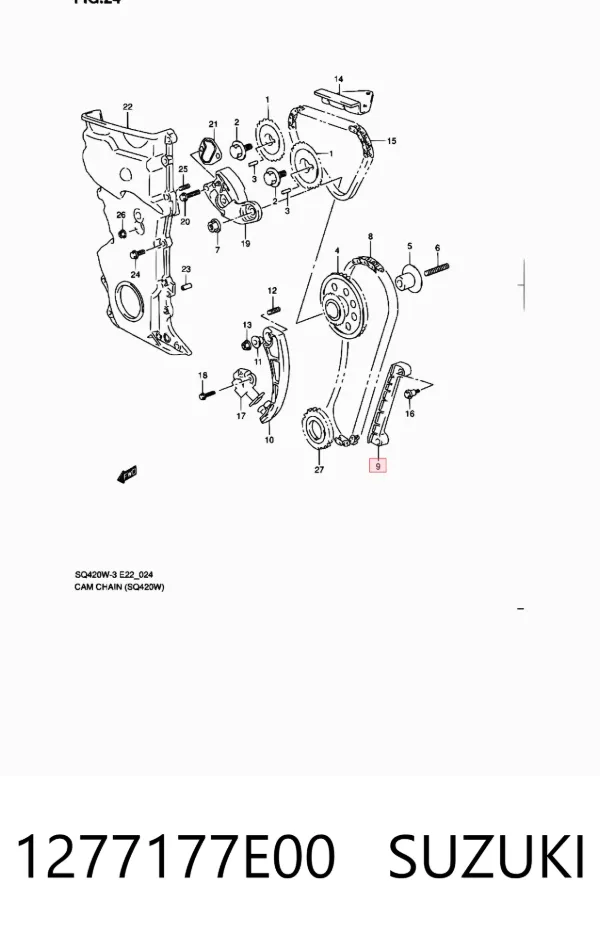 Tłumik drgań łańcucha rozrządu, lewy 1277177E00 Suzuki