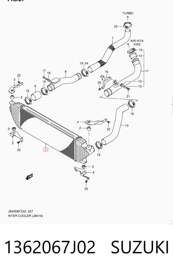 Chłodnica intercoolera 1362067J02 Suzuki