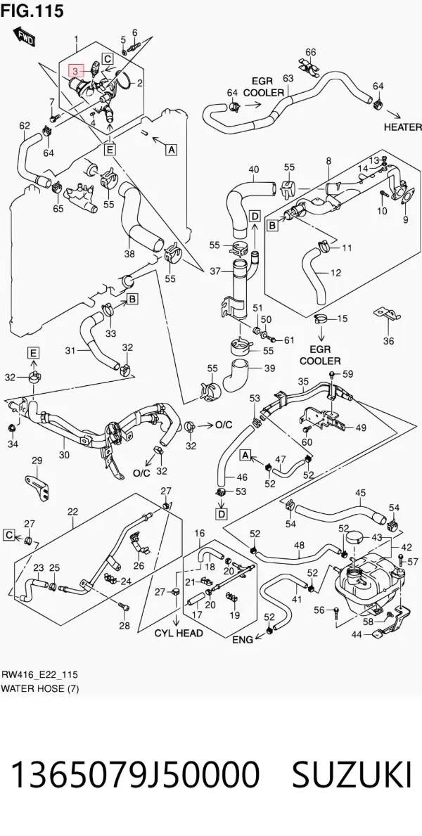 Czujnik temperatury płynu chłodzącego 1365079J50000 Suzuki