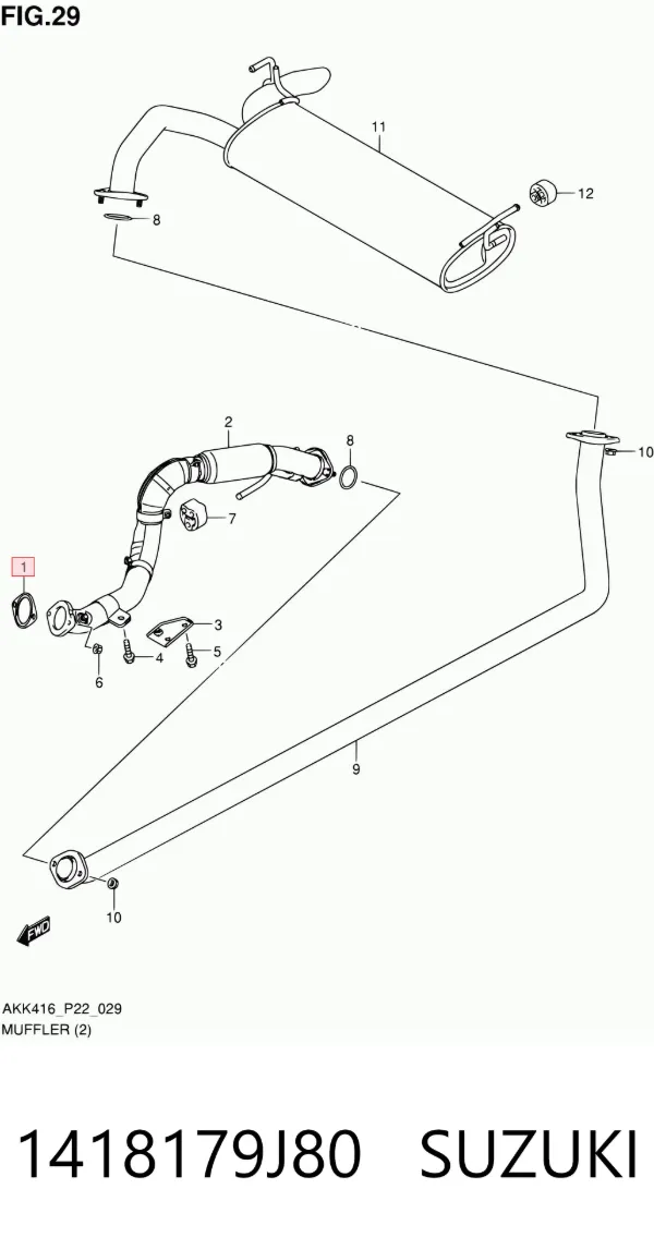 Uszczelka rury odbiornika tłumika 1418179J80 Suzuki