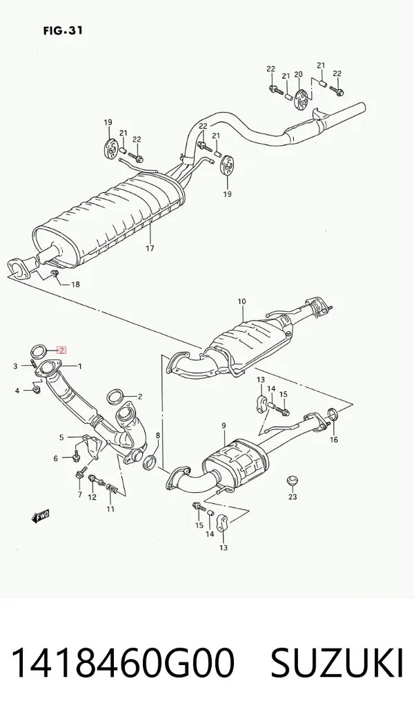 Uszczelka tłumika montażowa 1418460G00 Suzuki