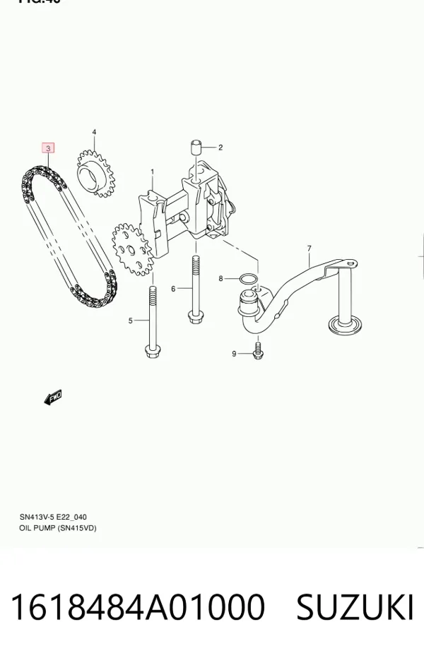 Łańcuch pompy oleju 1618484A01000 Suzuki