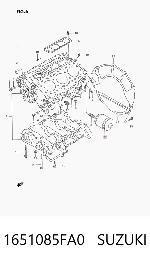 Filtr oleju 1651085FA0 Suzuki