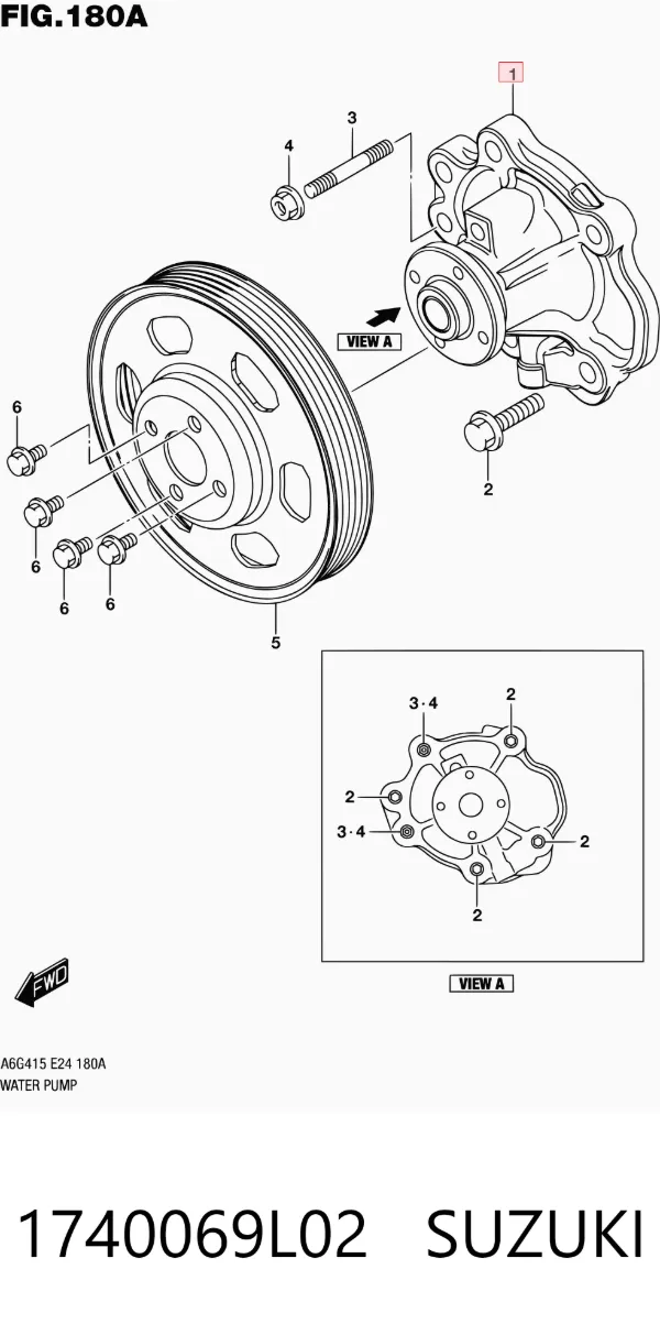 Pompa chłodząca wodna 1740069L02 Suzuki
