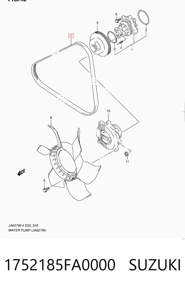 Pas napędowy mechanizmów 1752185FA0000 Suzuki