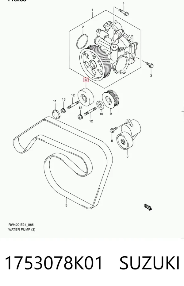 Rolka prowadząca kierunkowa paska rozrządu 1753078K01 Suzuki