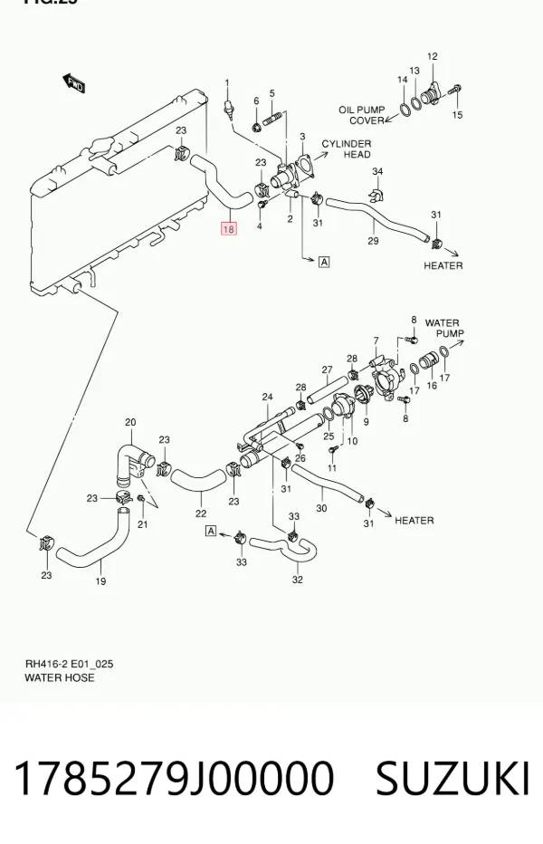 Przewód (króciec) chłodnicy górny 1785279J00000 Suzuki