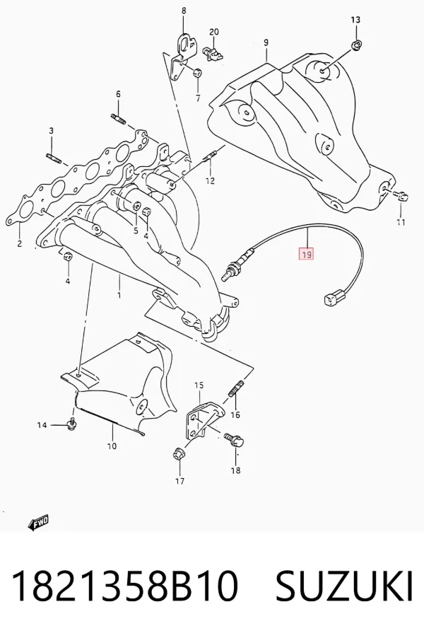 Sonda lambda, czujnik tlenu 1821358B10 Suzuki