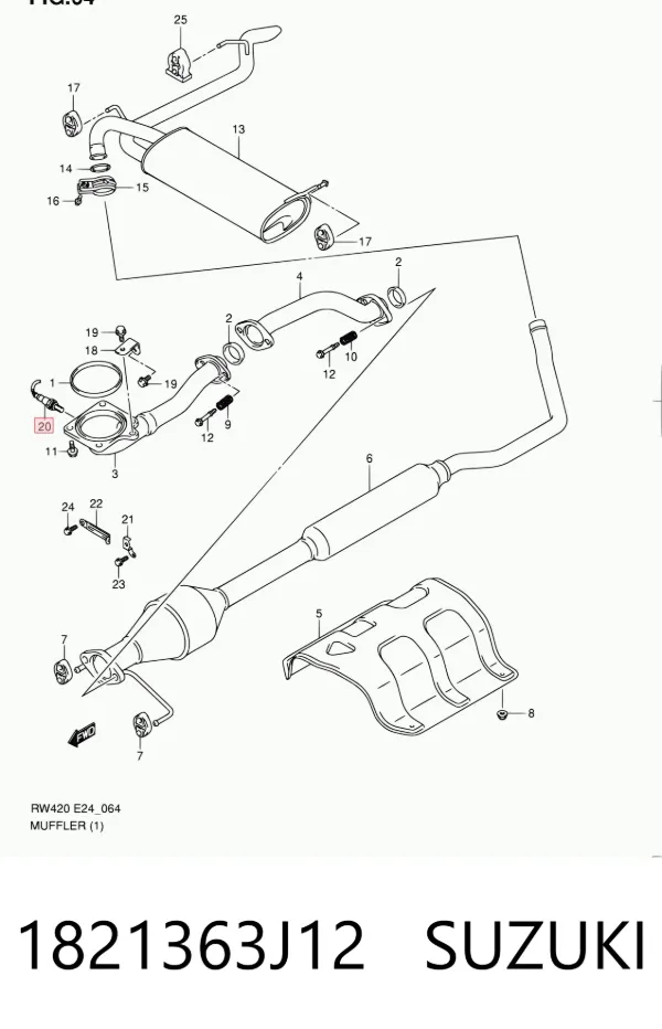 Sonda lambda czujnik tlenu po katalizatorze 1821363J12 Suzuki