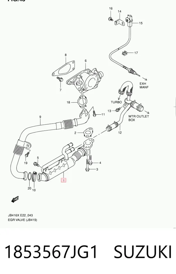 Zawór recyrkulacji spalin EGR 1853567JG1 Suzuki