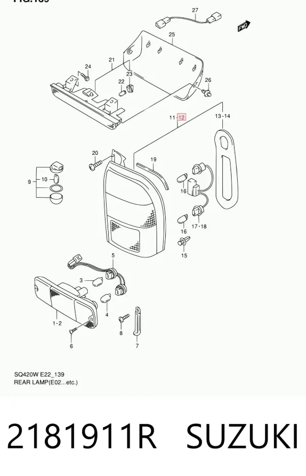 Lampa zespolona tylna lewa Suzuki Grand Vitara FT, HT