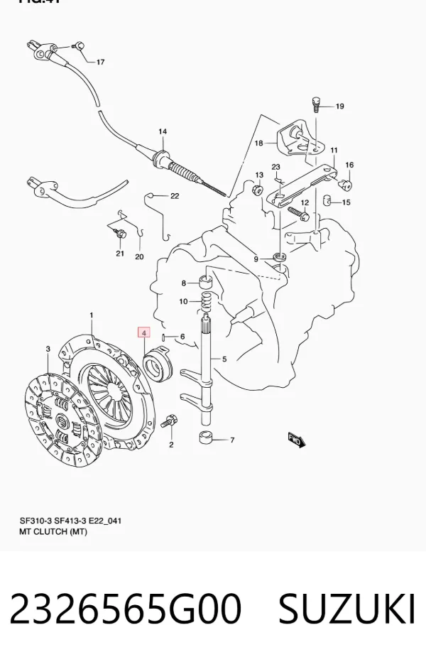 Łożysko wyciskowe sprzęgła 2326565G00 Suzuki