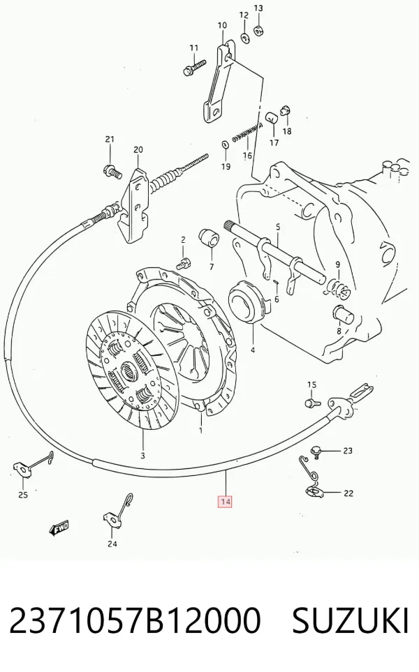 Linka sprzęgła 2371057B12000 Suzuki