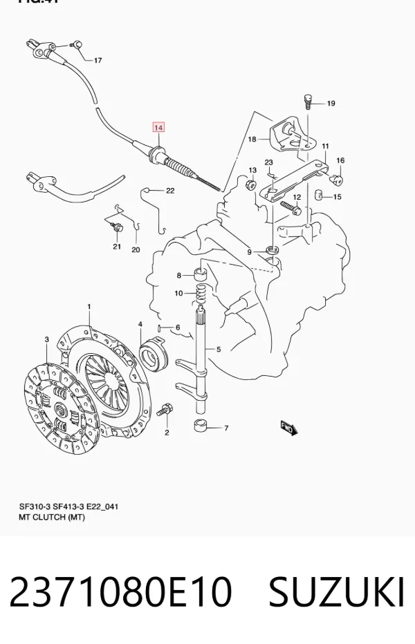 Linka sprzęgła 2371080E10 Suzuki