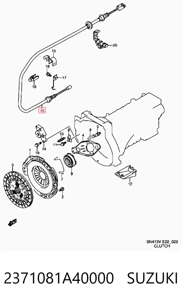 Linka sprzęgła 2371081A40000 Suzuki