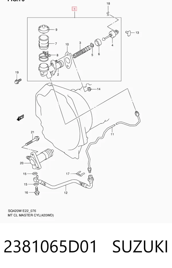 Cylinder sprzęgła główny 2381065D01 Suzuki