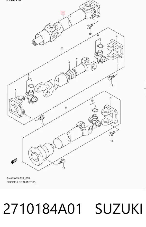 Wał Cardana, do mostu przedniego 2710184A01 Suzuki