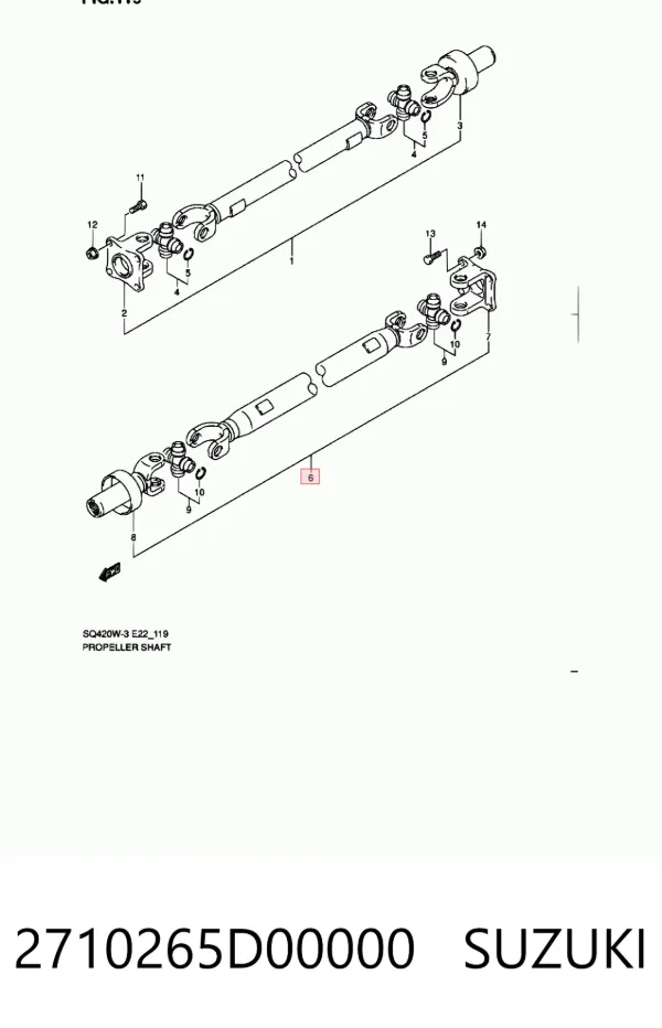 Wał Cardana tylny, kompletny Suzuki Grand Vitara FT, HT