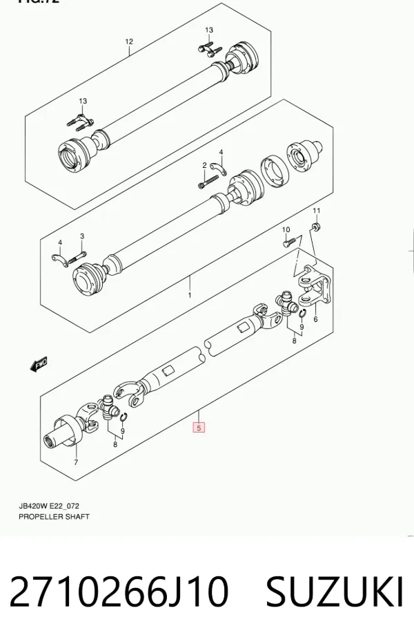 Wał Cardana tylny, kompletny 2710266J10 Suzuki