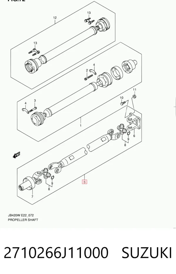 Wał Cardana tylny, kompletny 2710266J11000 Suzuki